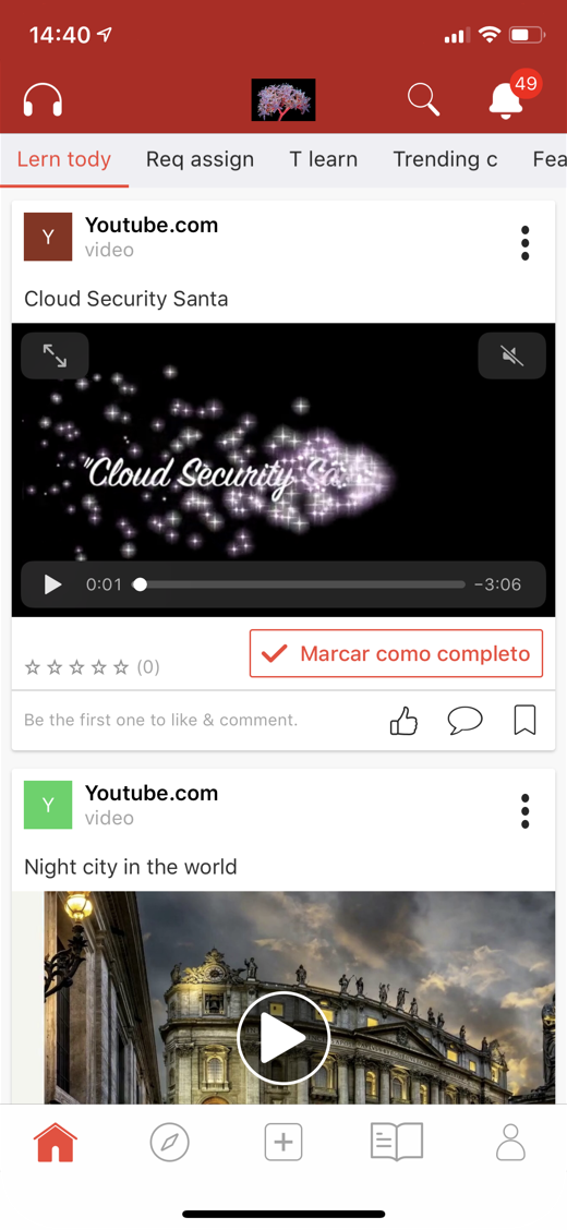 EdCast on a phone, showing the learning feed