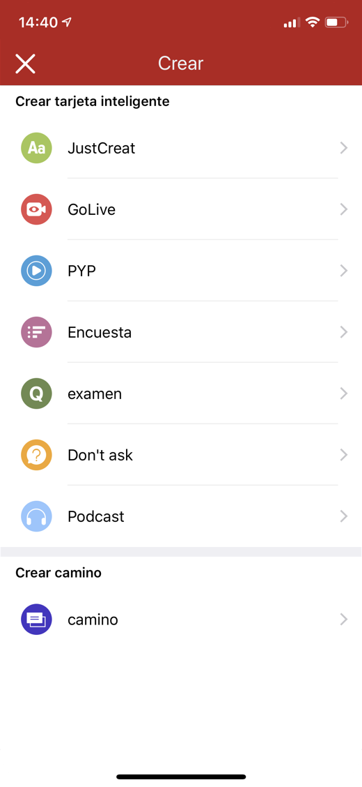 EdCast create screen, with the card types anyone in the company can publish